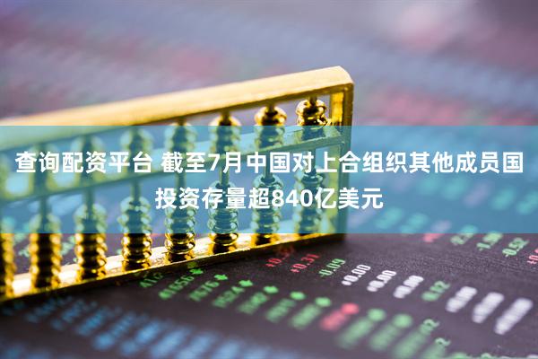 查询配资平台 截至7月中国对上合组织其他成员国投资存量超840亿美元